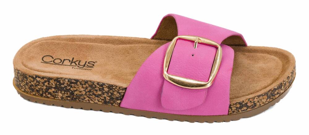 NEW CORKYS FOOTWEAR women's road trip buckle sandals in pink
